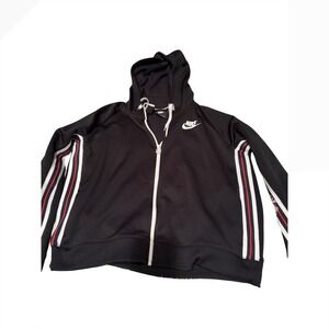 Nike Womens Sportswear Full Zip Hoodie Black Racing Stripe AR2849-010 Small